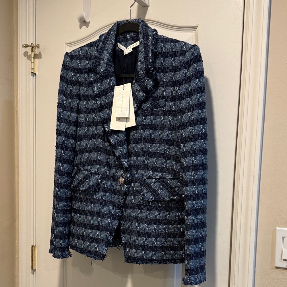 Nwt Veronica Beard  Cutaway Dickey Jacket-blue multi